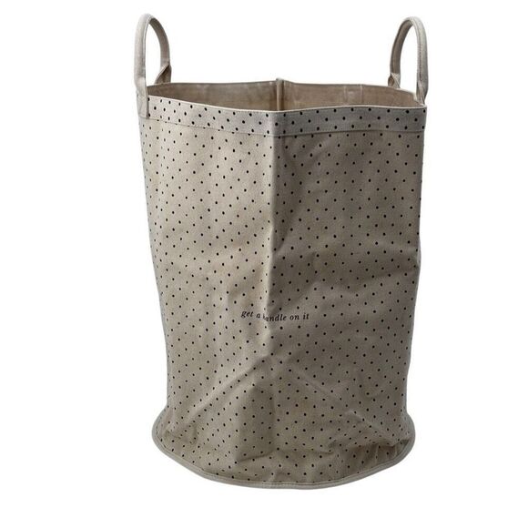 Kate Spade New York Black Dot Round Canvas Storage Bin 15"w x 10"h x 11.5"d NWT - Picture 9 of 14
